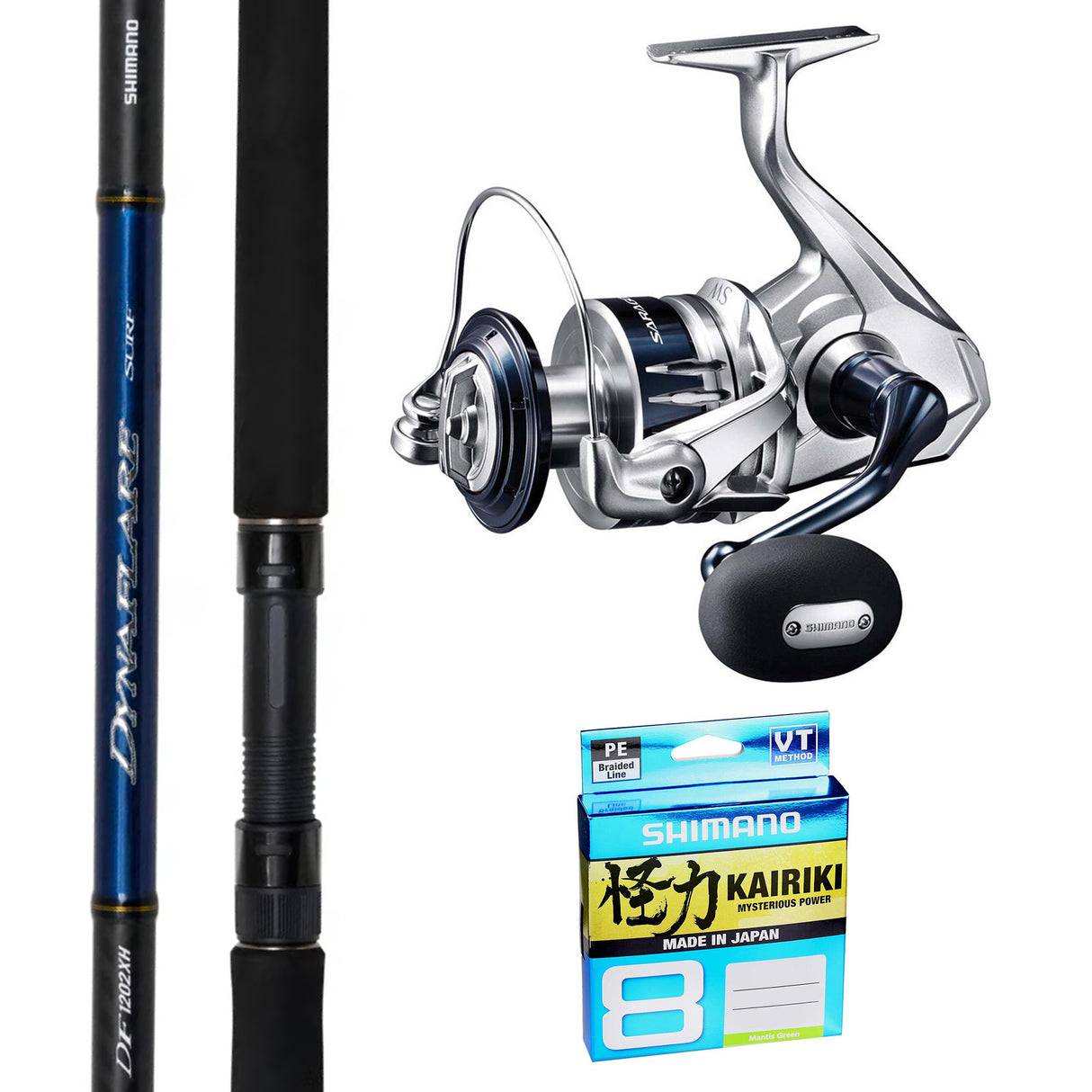 Shimano Saragosa SW 8000 HG/Shimano Dynaflare 9'8" 12-20kg 2pc/Shimano Kairiki 50lb 300m - Green