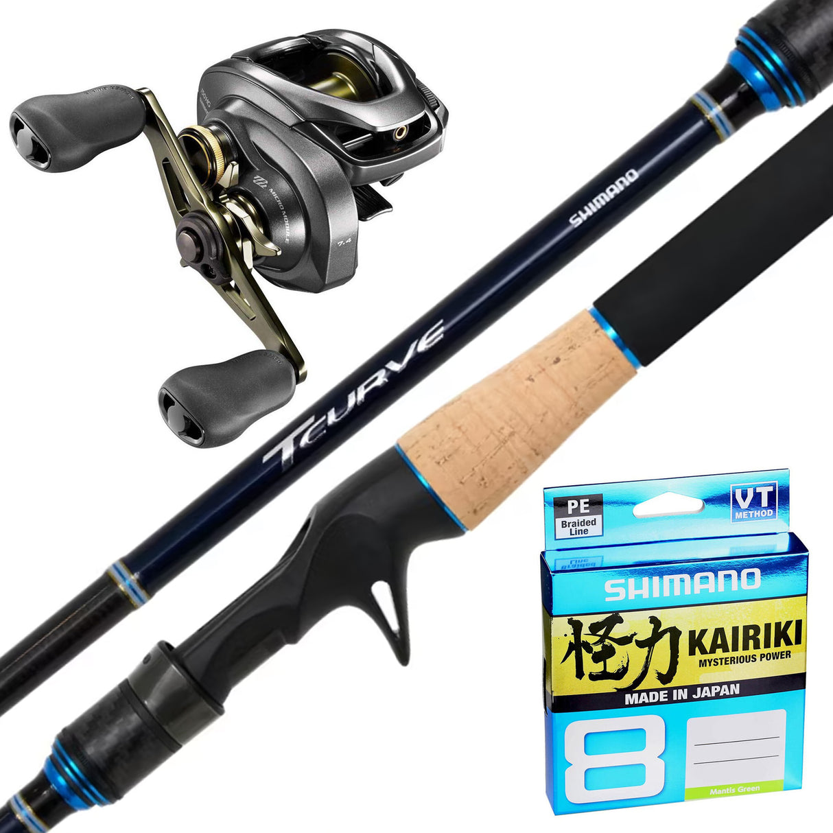 Shimano Curado DC 150 HG/Shimano 24 T-Curve 6'10" 1pc 3-6kg/Shimano Kairiki 15lb 150m - Green