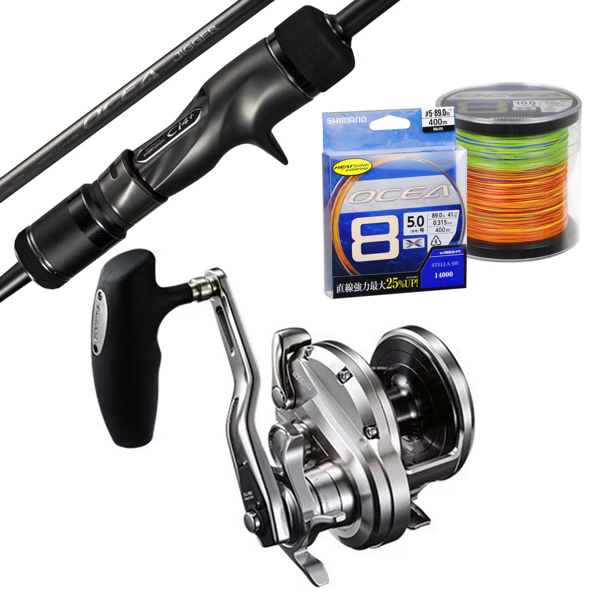 Shimano Ocea Jigger 4000 HG/Shimano 24 Ocea Jigger 5'10" Pe6/ Shimano Ocea 8 Pe6 102lb - 400m