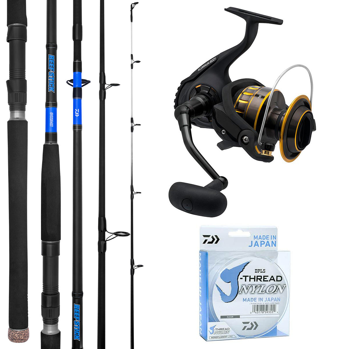 Beefstick 12' 2pc 15-24kg/ Daiwa BG Reel 6500/ Daiwa J-Thread Monofilament 30lb - 300m
