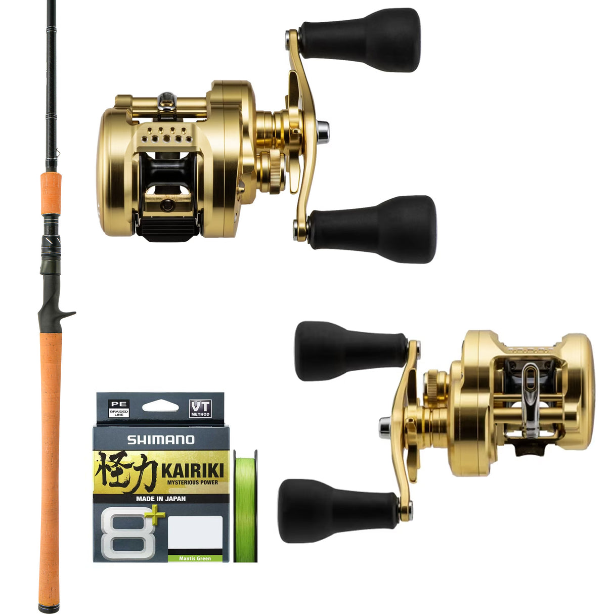 Shimano Calcutta Conquest MD 300XGLH/Samaki C-12 V4 7'8" 2pc (Butt Join)/Shimano Kairiki 8+ 50lb 300m - Mantis Green