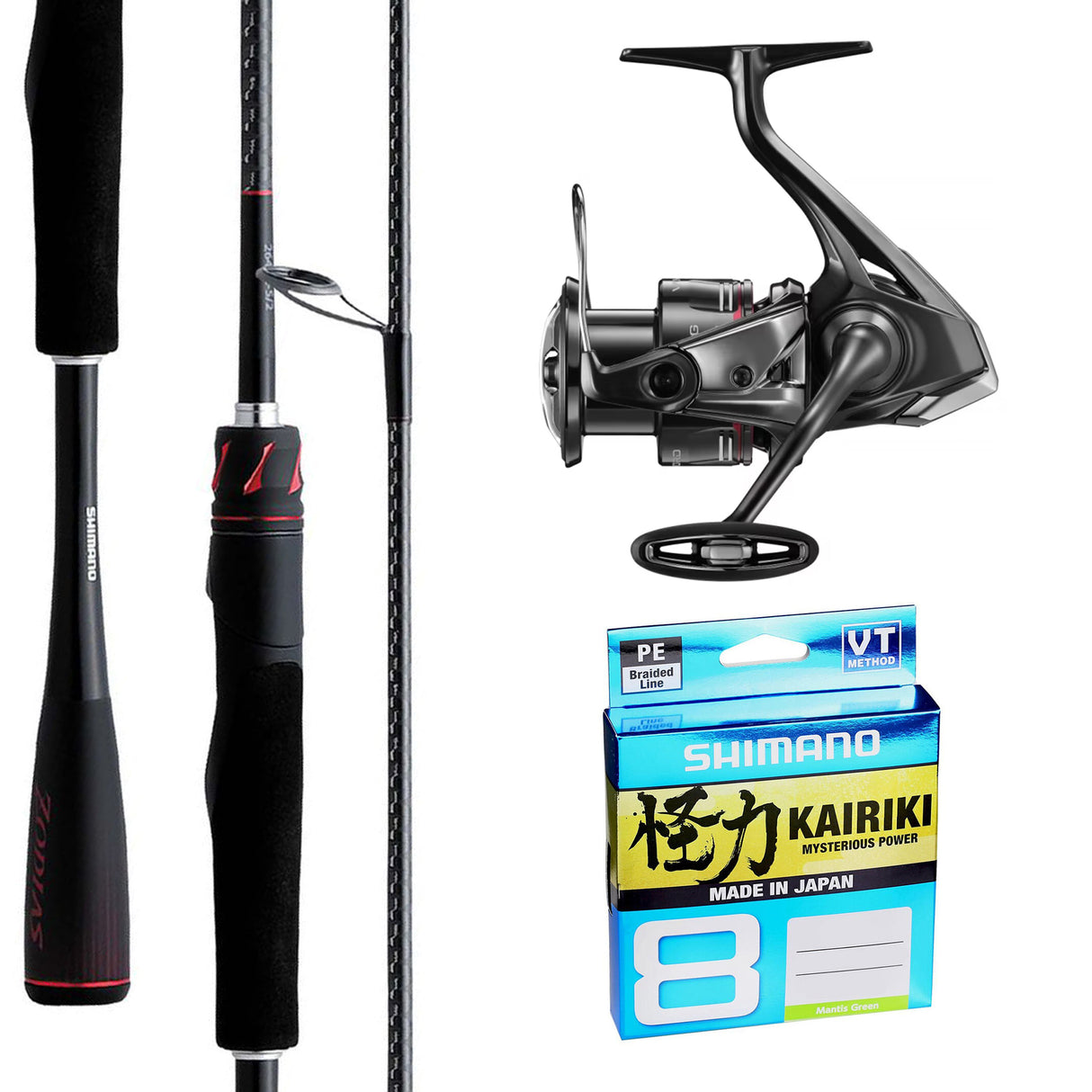 Shimano Vanford C3000HG/Shimano Zodias 7' 6-12lb/Kairiki 10lb 150m - Green