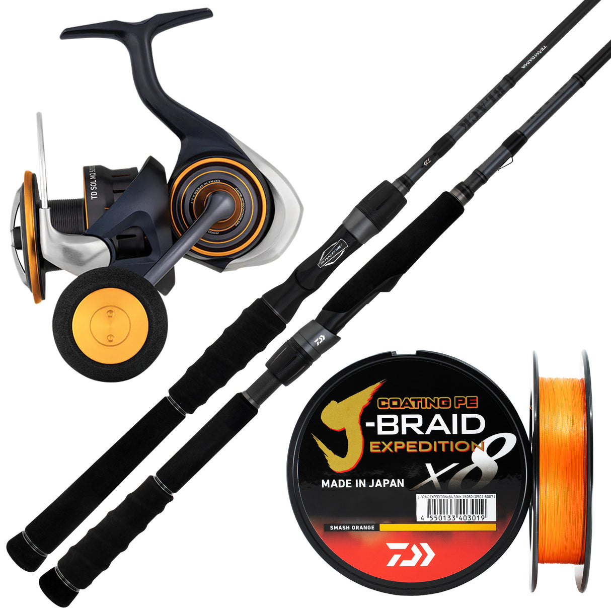 Daiwa 25 TD SOL MQ 5000D-CXH/Daiwa 23 TD Black Humphead 7'4" 2pc (Butt Join) 5-10kg/Daiwa J-Braid Expedition 25lb 300m - Multi-Colour