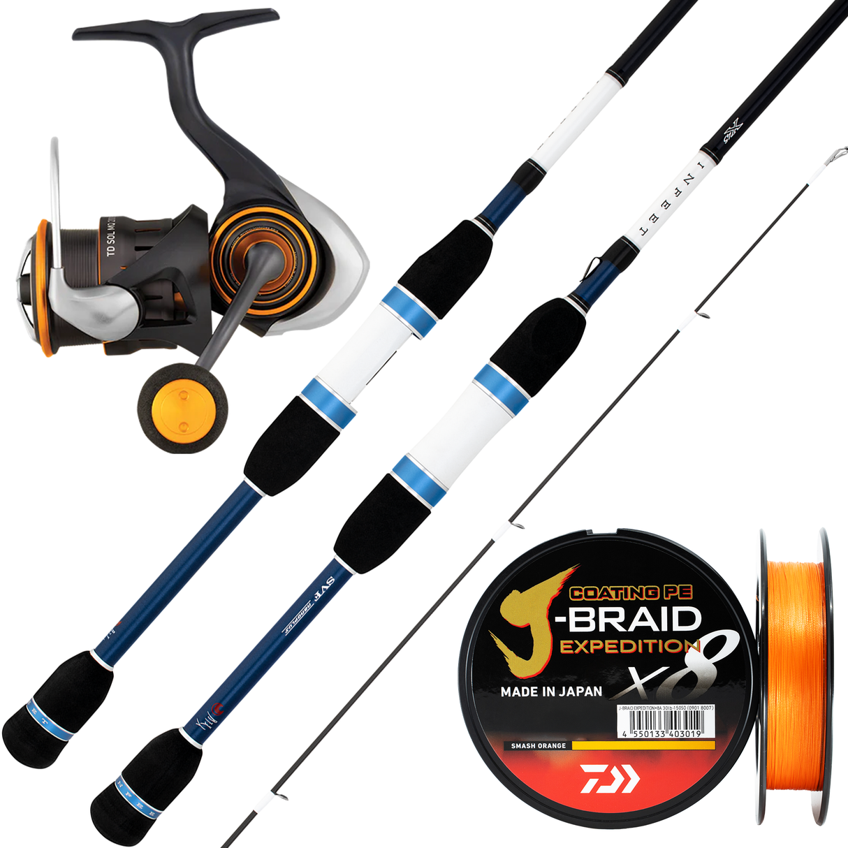 Daiwa 25 TD SOL MQ 2500S/Daiwa 23 Infeet Z 7' 2pc 1-4kg LRS/ Daiwa J-Braid Expedition 0.6 8lb 150m - Orange
