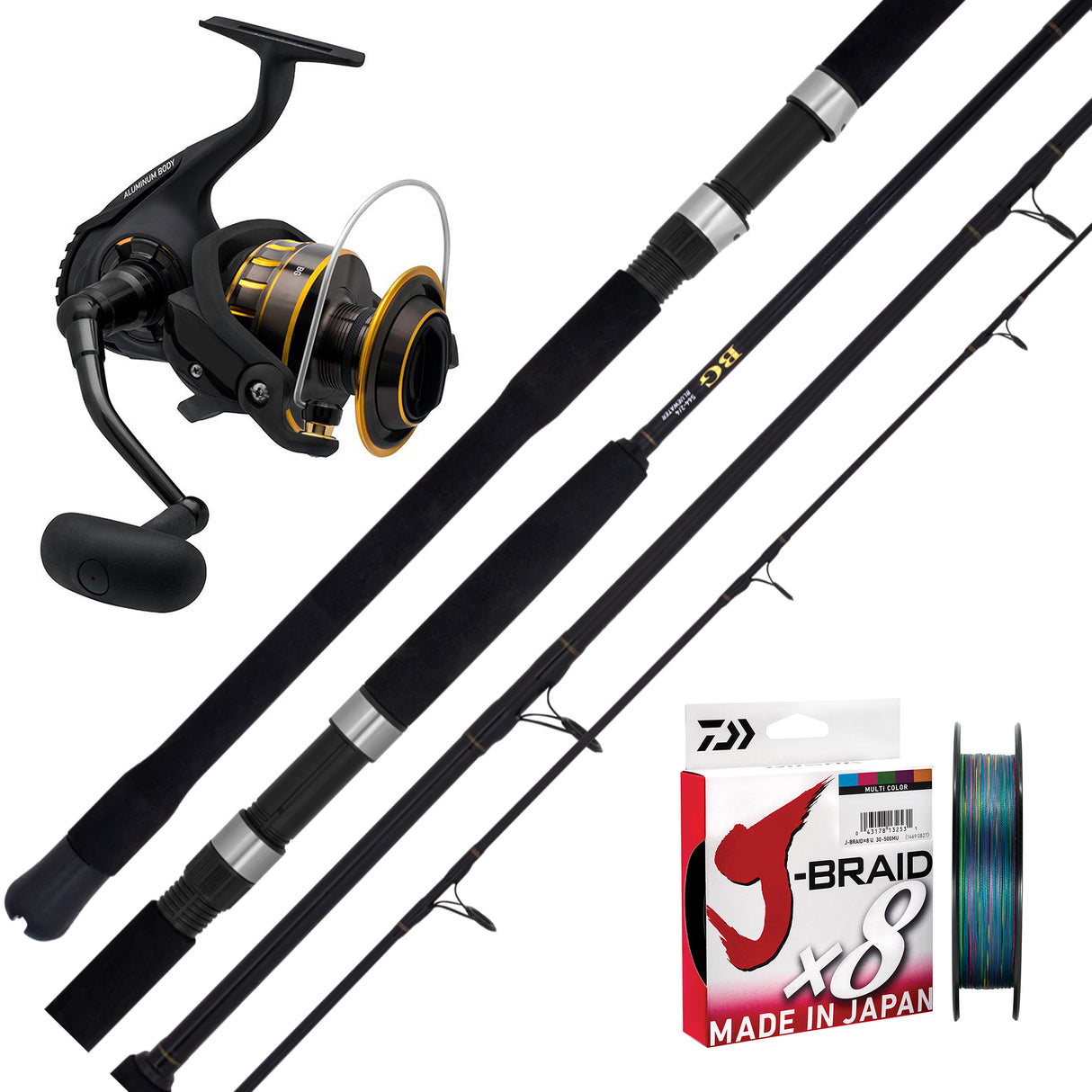 Daiwa BG Bluewater 7'2" pe3/5/ Daiwa BG 4000/ Daiwa J-Braid 30lb 300m - Multicolour