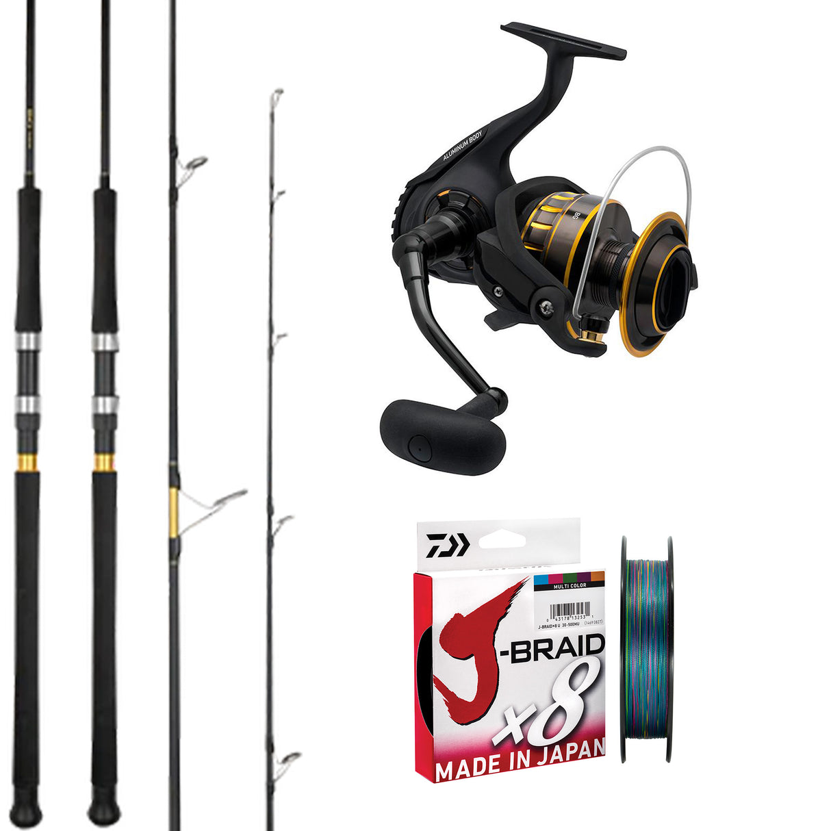 Daiwa BG 4000/Daiwa BG 26 Bluewater 7' 2pc pe2/3/Daiwa J-Braid 30lb 300m - Multicolour