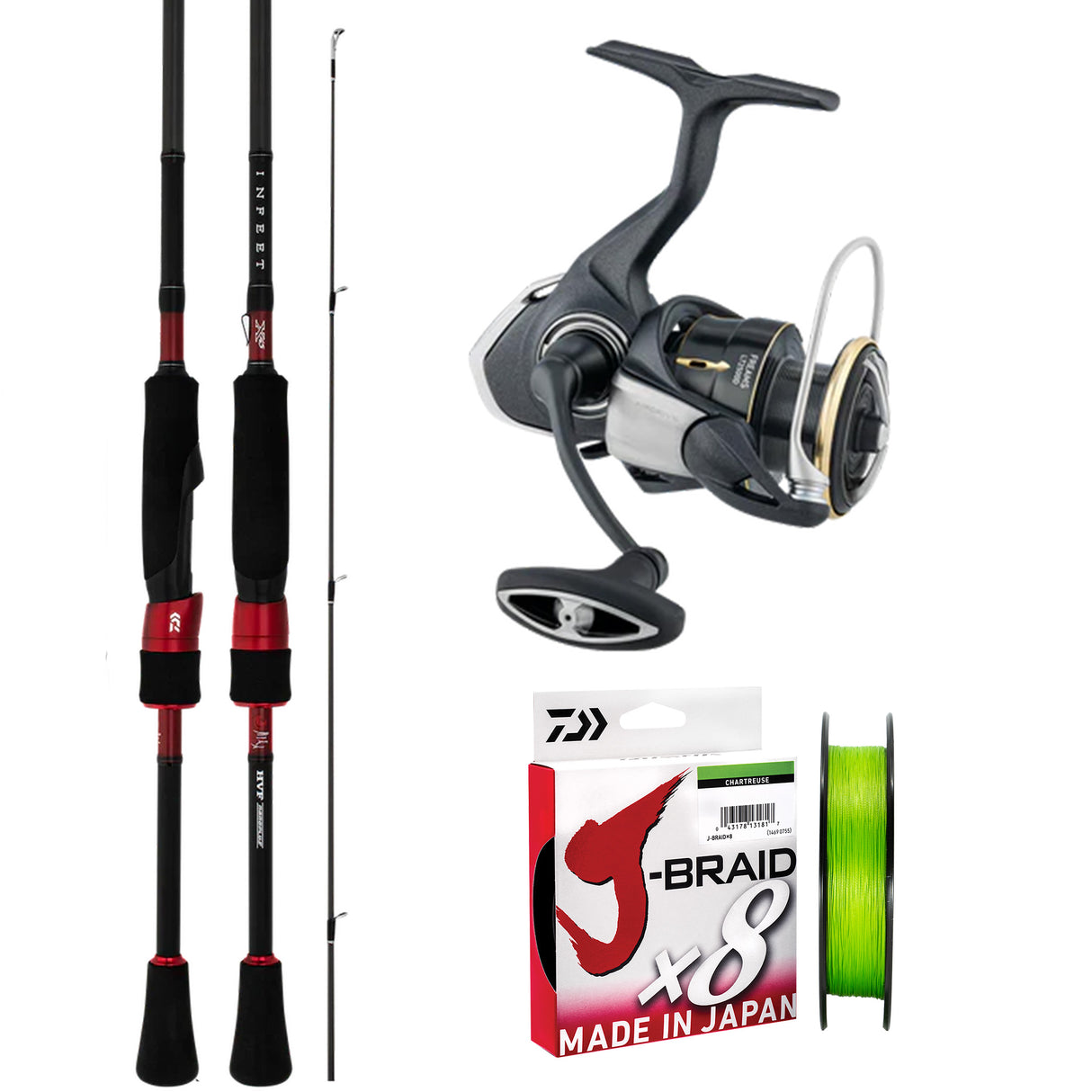 Daiwa 26 Freams LT2000S-XH/Daiwa 23 Infeet S 7'2pc (Butt Join) LFS/Daiwa J-Braid 6lb 150m - Chartreuse
