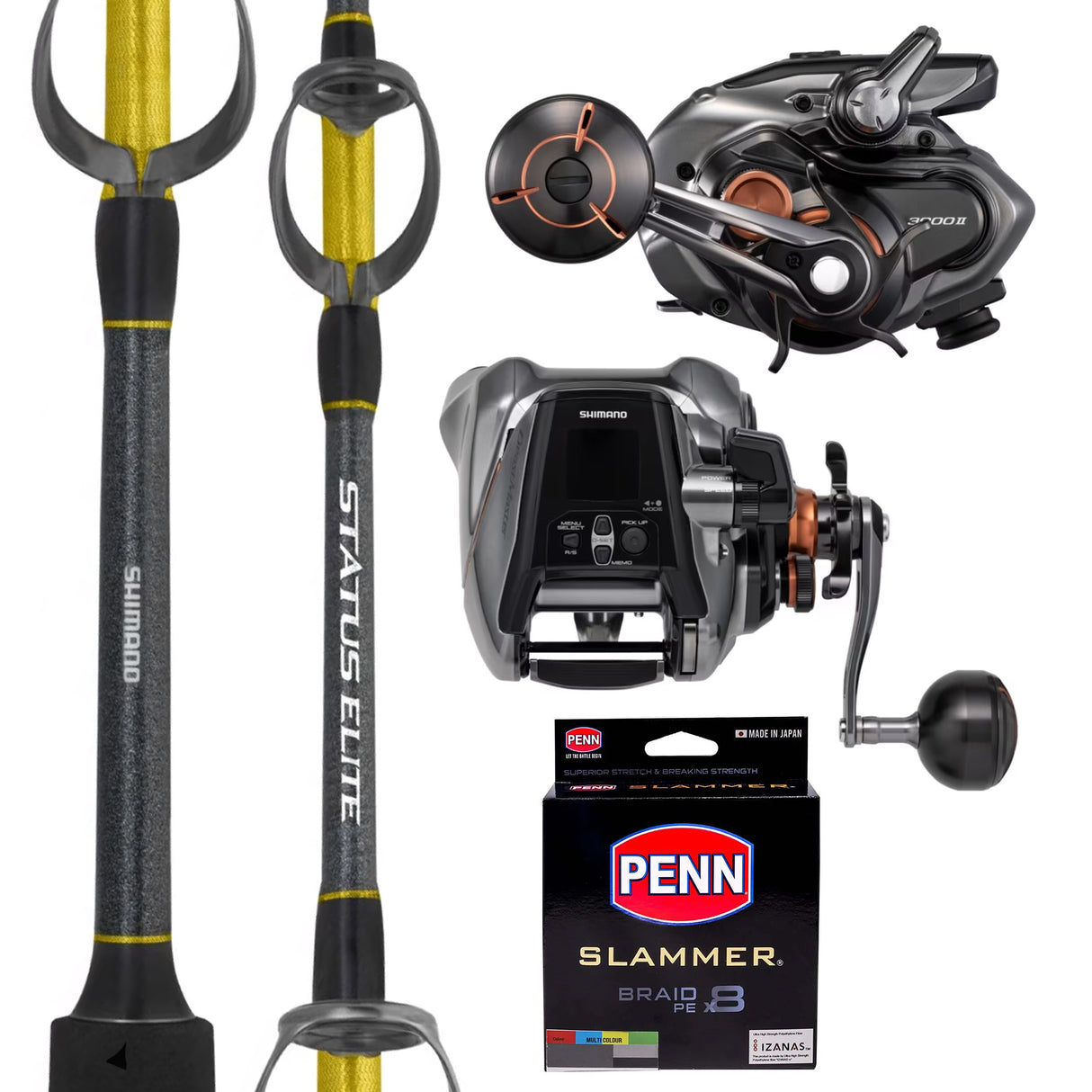 Shimano Status Elite 6'8" Pe 5-8/ Shimano Beastmaster 3000II/ Penn Slammer Braid 65lb 400m - Multicolour