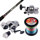 Penn Fathom 50 Electric Fishing Reel Kit/ Penn Ally 5'7" 37kg/ Daiwa J-Braid 80lb Bulk Line Spooling - Multi Colour