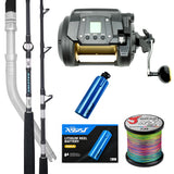 Daiwa Tanacom 1200/Daiwa Saltist Dendoh Rod 6'4"HT 80-200lb (Swivel Tip)/ Wilson Reel Battery Kit Complete 10Ah/ Daiwa J-Braid 80lb Bulk Spooling - Multicolour
