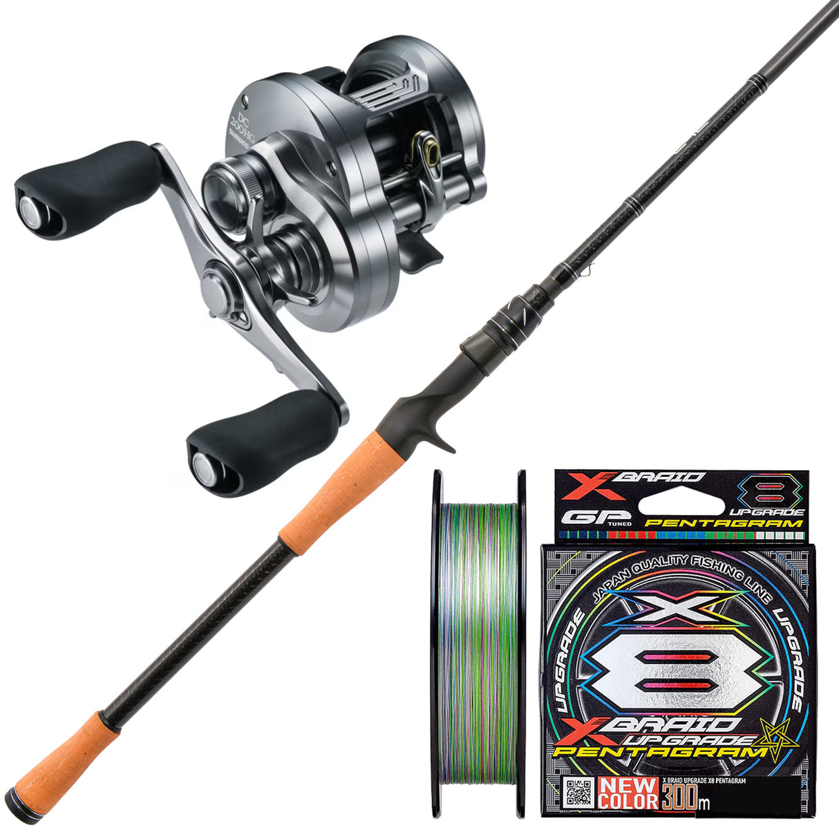 Shimano Calcutta Conquest DC 200HG/ Samaki C-12 V4 Graphite 7'3" 12-25lb 2pc (Butt Join)/ X-Braid Upgrade 8 Pentagram Pe3 50lb - 300m