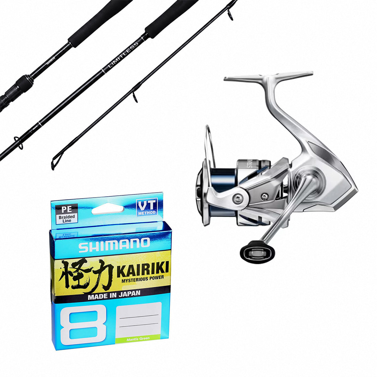 Shimano Stradic FM  2500HG/ Shimano 26 Limitless 7'0" 2pc 3-5kg/ Shimano Kairiki 10lb 150m - Green