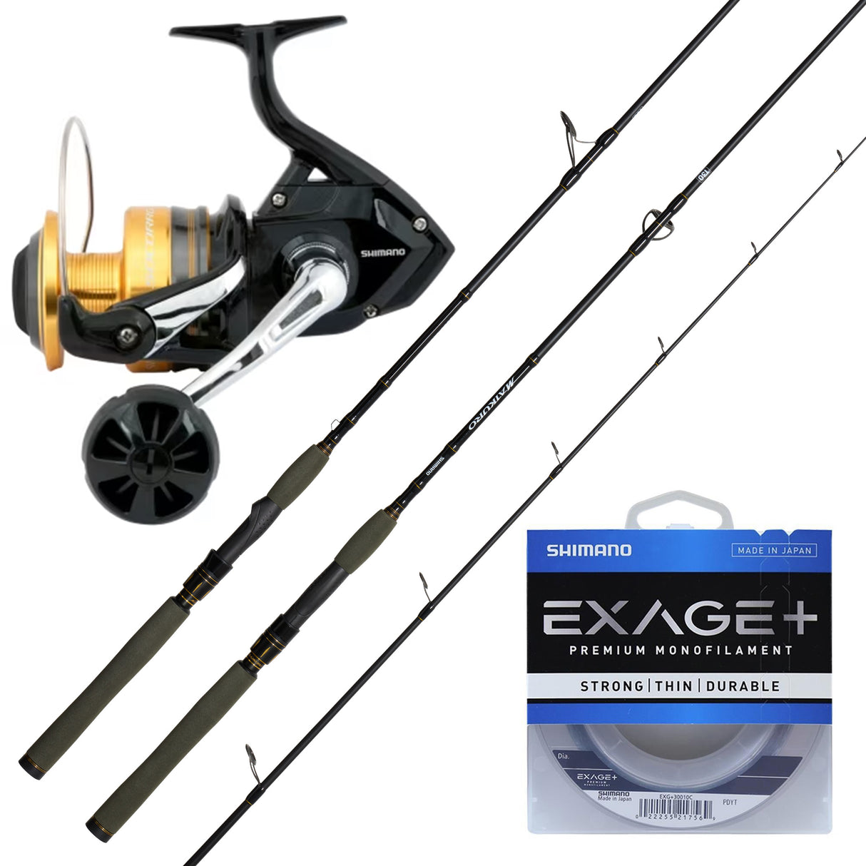 Shimano Socorro SW 8000/Shimano 25 Maikuro 10'6" 2pc 4-7kg/ Shimano Exage Mono 20lb 300m