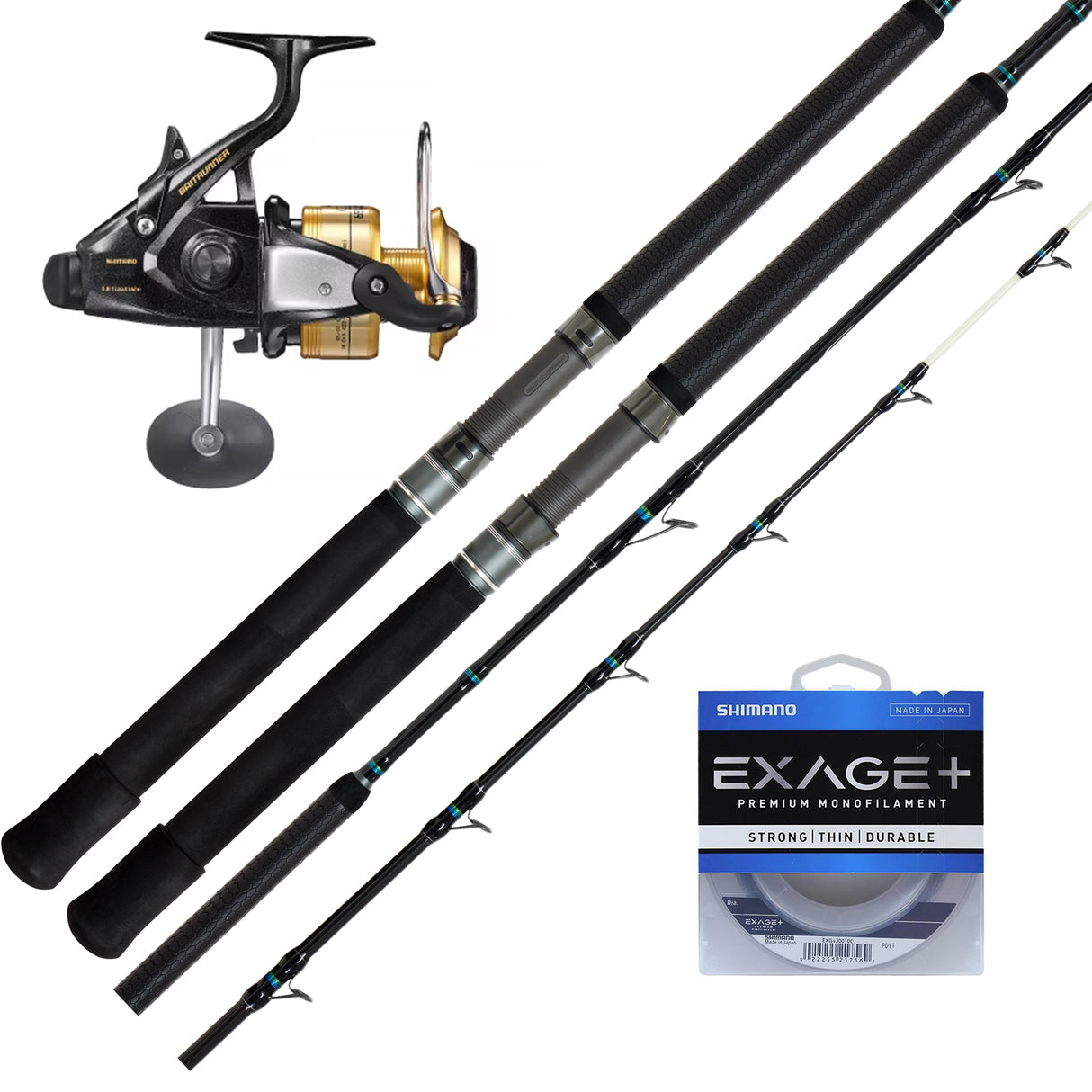 Shimano Hydra 6'6" 1pc 10-15kg/ Shimano Baitrunner D8000/ Shimano Exage Mono 30lb 300m