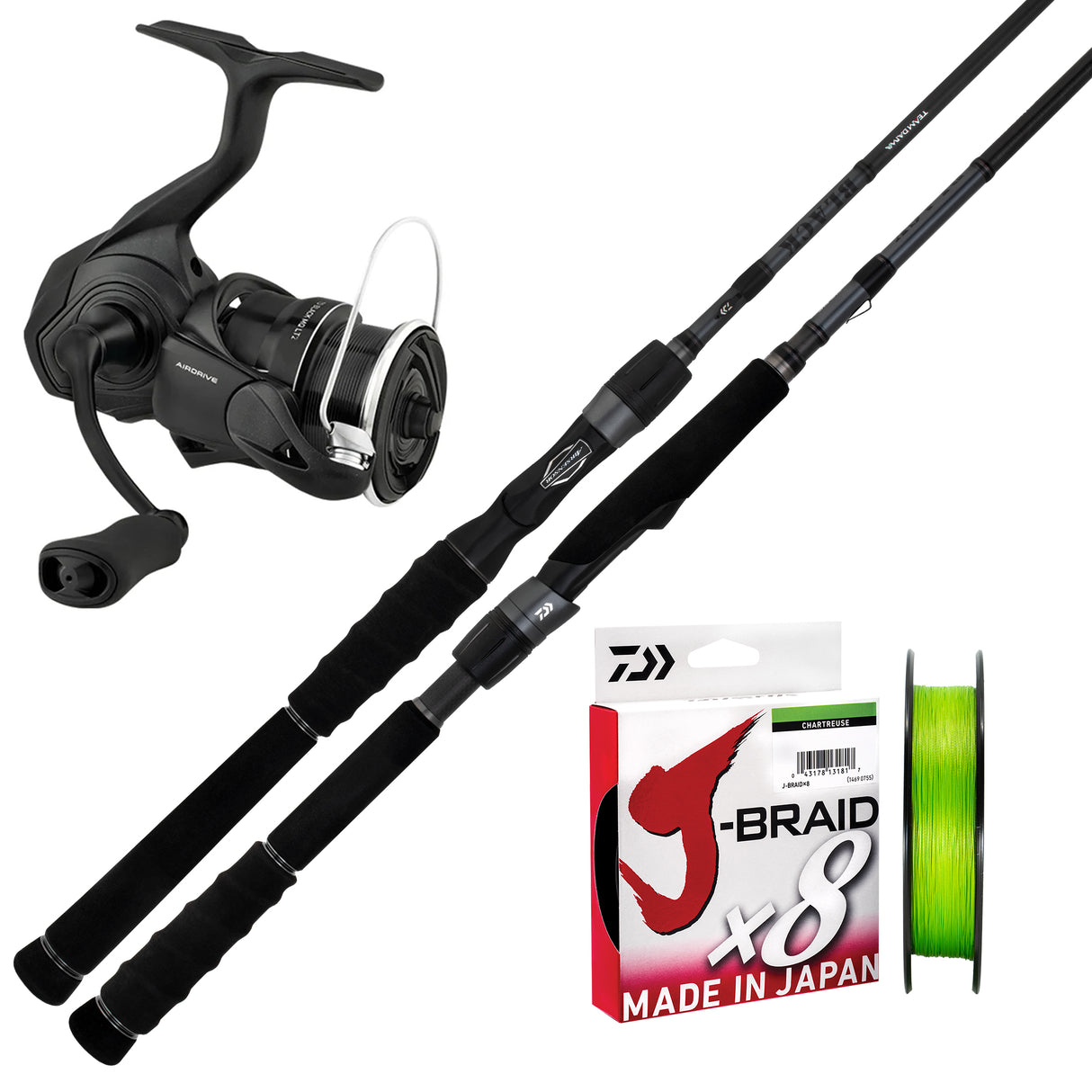 Daiwa TD Black 5000D/Daiwa 23 TD Black Macka 7'4" 2pc 5-8kg/Daiwa J-Braid 20lb 300m - Chartreuse