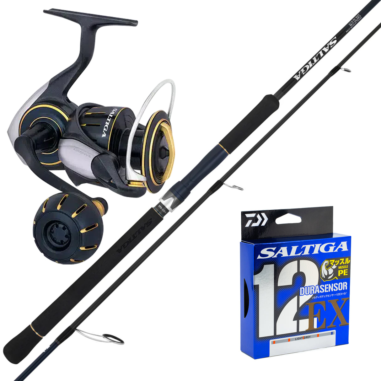 Daiwa 25 Saltiga 7'5" pe 1/2.5/ Daiwa 23 Saltiga 4000-XH/ Daiwa Saltiga12 36lb pe 2 300m - Grey