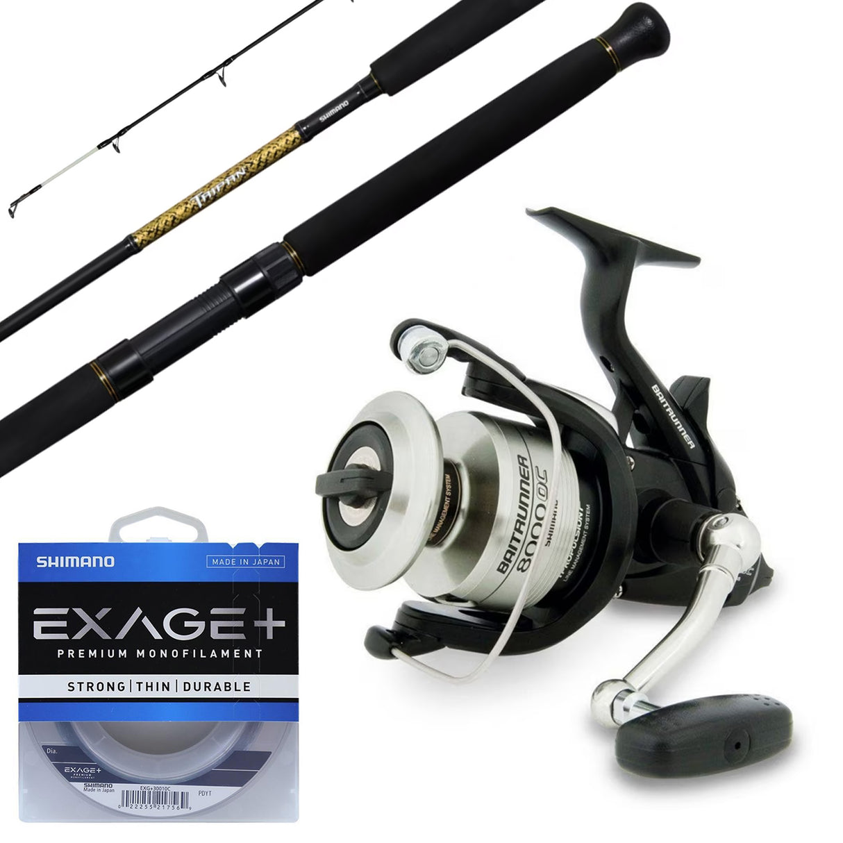 Shimano Baitrunner OC 8000/Shimano Taipan 12' 3pc 6-10kg/ Shimano Exage Mono 30lb 300m