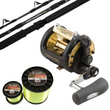 Shimano 23 Backbone Elite 24kg Roller Tip/ Shimano TLD 2 Speed 50A/ Momoi Hi-Catch Nylon IGFA 24kg  1000m - Fluoro Yellow