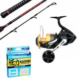 Shimano Socorro SW 6000/Shimano 25 Maikuro 6'2" 2pc 5-10kg/Shimano Kairiki 30lb 300m - Multi-Colour