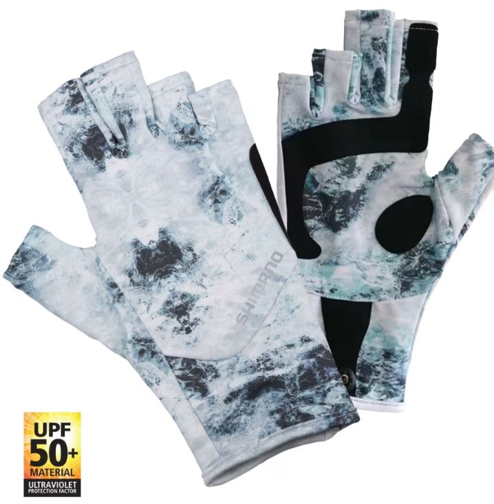 Shimano UPF Sun Gloves Ice Water