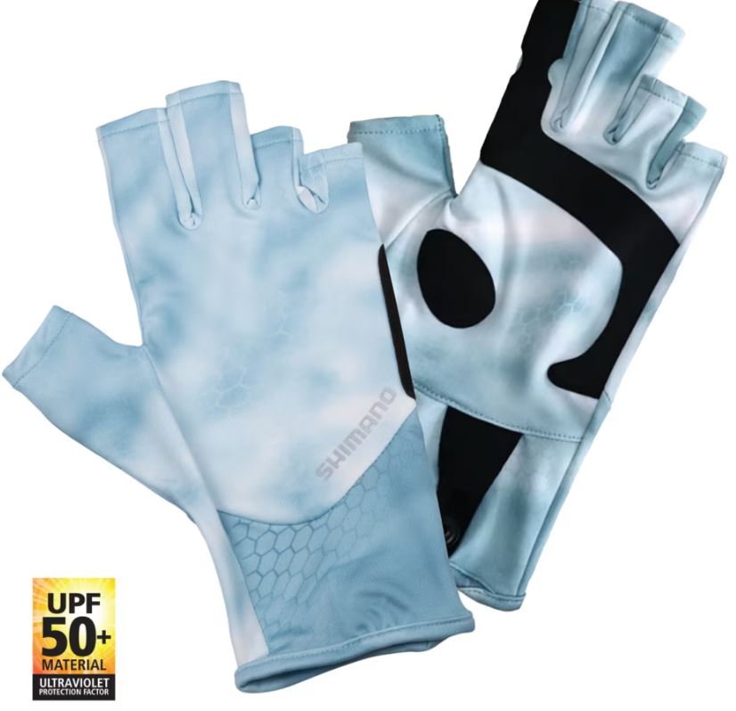 Shimano UPF Sun Gloves Sky Tech Camo