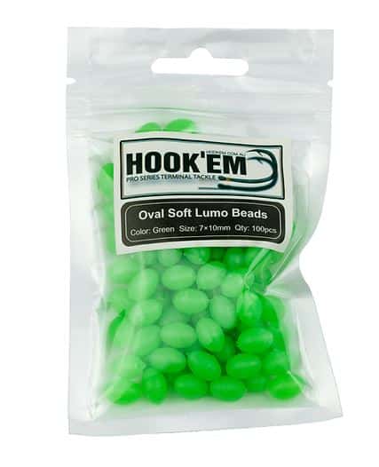 Hook Em Oval Lumo Beads 50pc Green