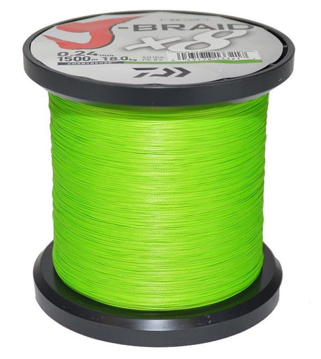 Daiwa J-Braid Chartreuse - Bulk Braid Spooling (sold in increments of 100 Metres)