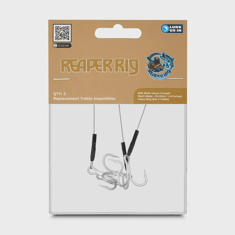 Lure Us In Reaper Rig Multi Strand / Sz2 Treble Hook Assemblies 3pk