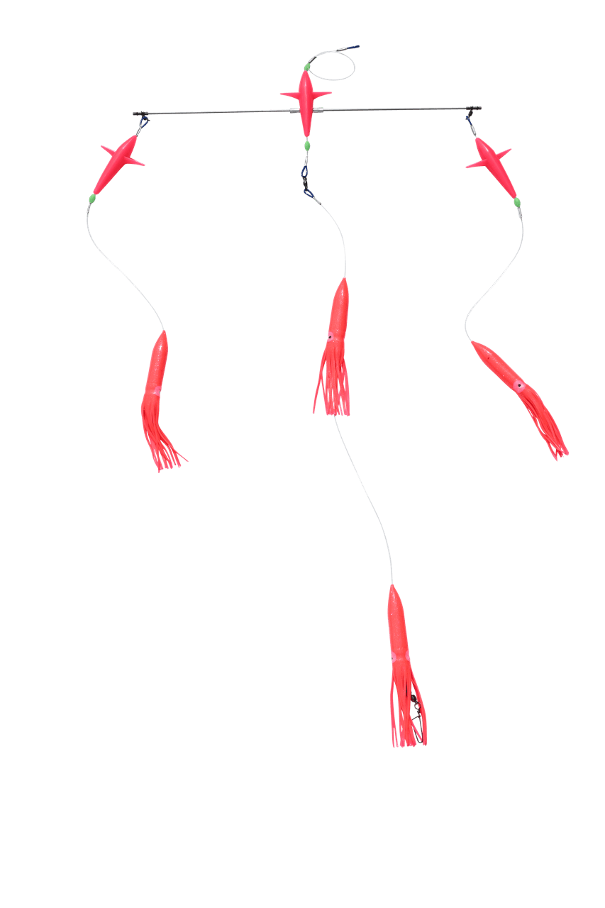 Black Pete 24in Titanium Bird Spreader Bar With Bulb Squid