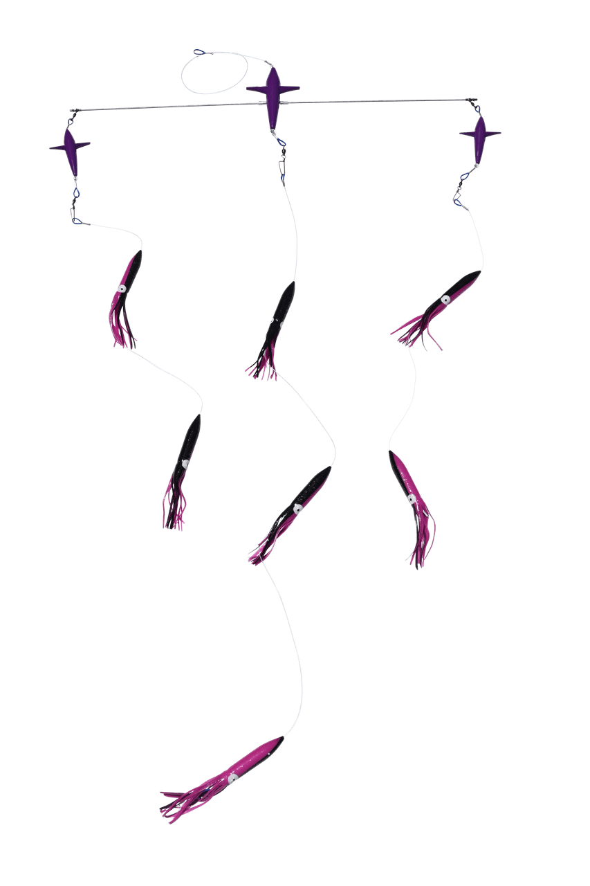 Black Pete 36in Titanium Bird Spreader Bar With Bulb Squid