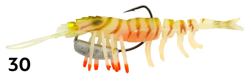 Zerek Live Shrimp Hot Legs 3in Rigged Plastic