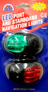 RWB 12V LED Navigation Light Port Stern Black Pair
